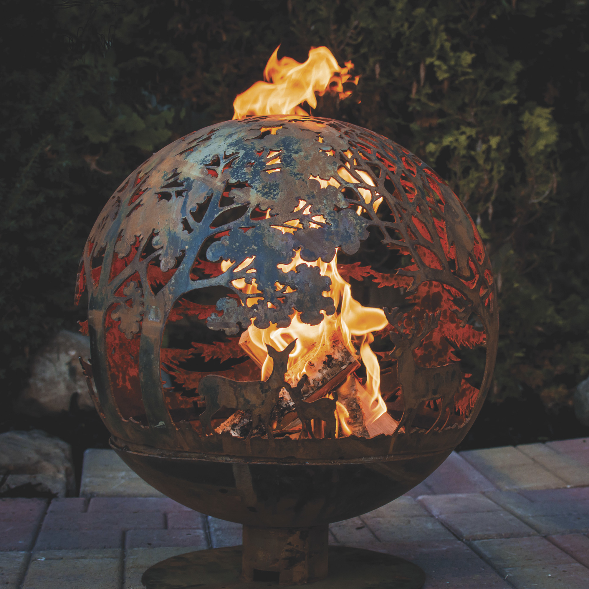 Wildlife Laser Cut Fire Pit Globe, Large